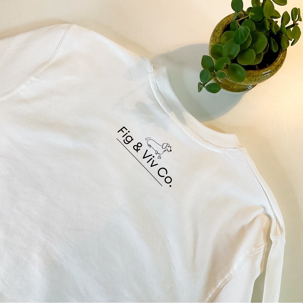 HANDMADE Doxie "Been Fed Back To Bed" White Cotton Sweatshirt - Picture 7 of 7